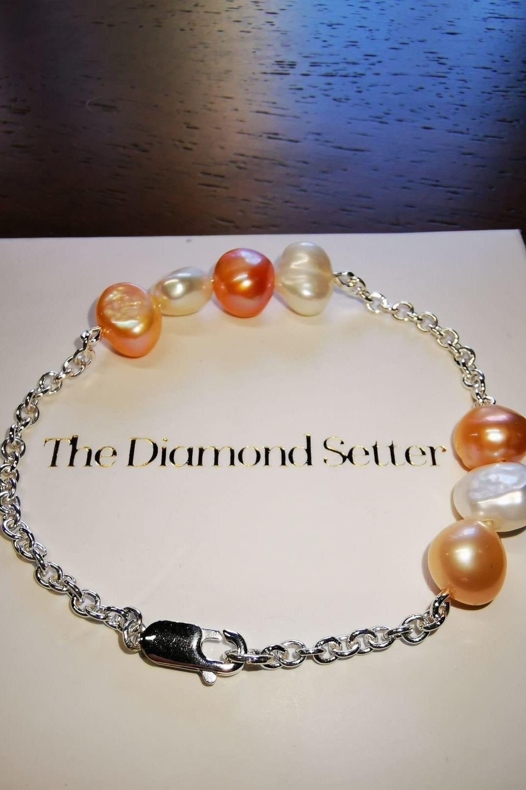 Cultured White and Coral Pearl Bracelet-The Diamond Setter