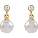 Pearl and diamond drop earrings-The Diamond Setter