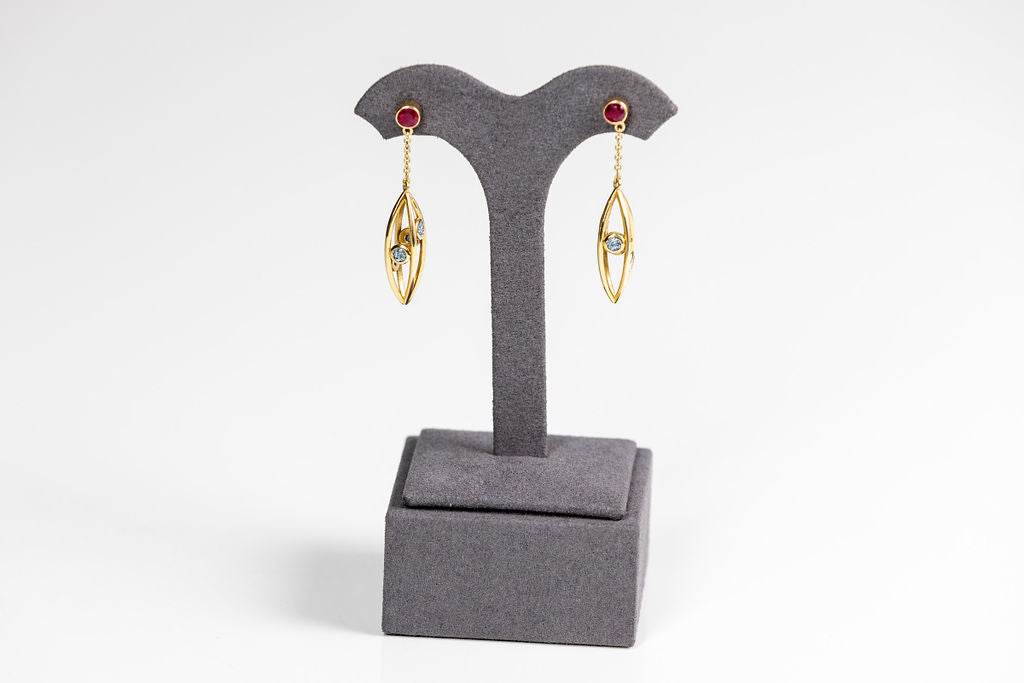 Talisman earrings with ruby and crystallised osmium-The Diamond Setter