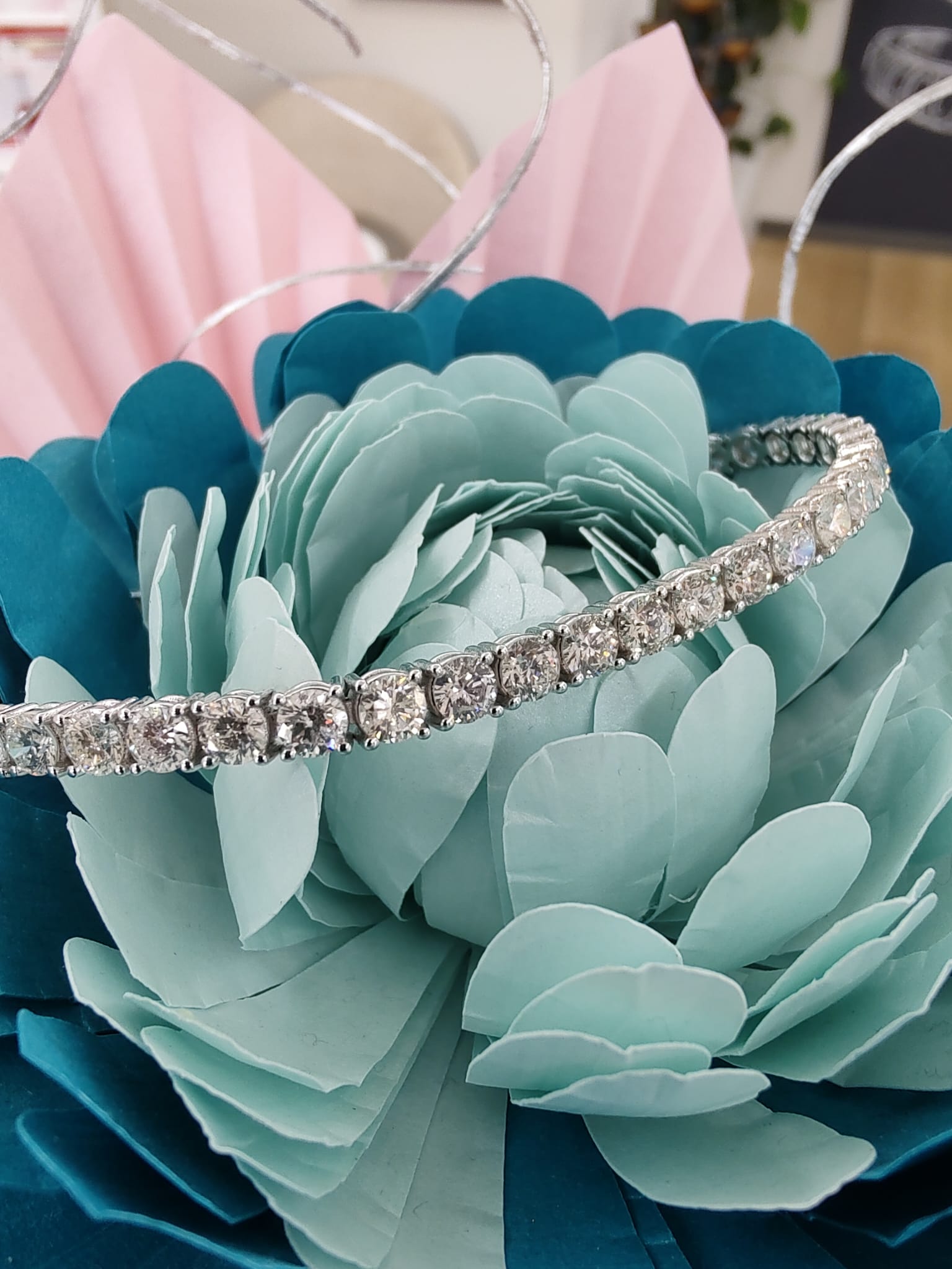 18ct White Gold 8.35ct Natural Diamond Tennis Bracelet-The Diamond Setter