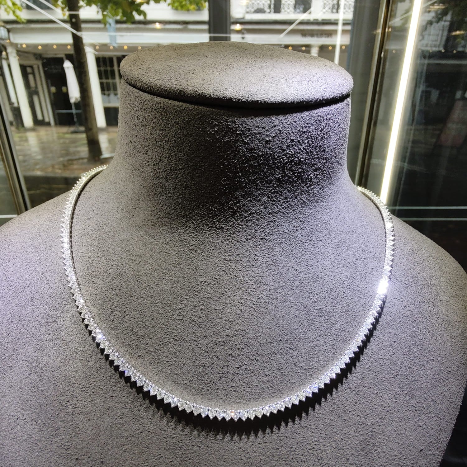 18ct White Gold 6.23ct Natural Diamond Tennis Necklace-The Diamond Setter