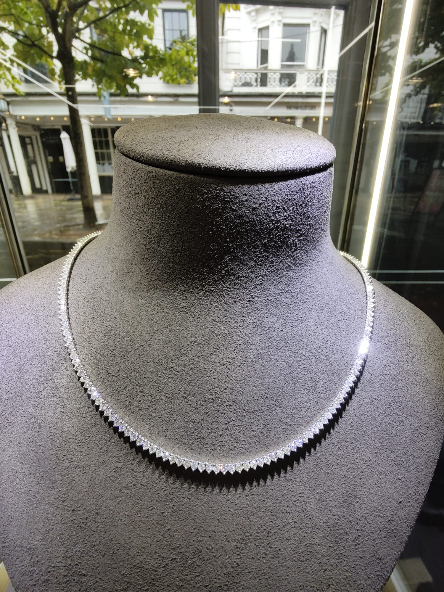 18ct White Gold 6.23ct Natural Diamond Tennis Necklace-The Diamond Setter