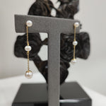 9ct yellow gold chain linked 3 pearl drop-The Diamond Setter