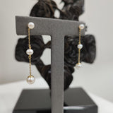 9ct yellow gold chain linked 3 pearl drop-The Diamond Setter