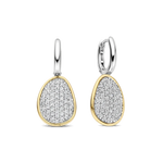 925 Pave Set Pebble Design Drop Earrings-The Diamond Setter