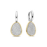925 Pave Set Pebble Design Drop Earrings-The Diamond Setter