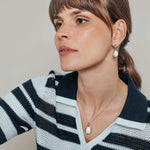 925 Pave Set Pebble Design Drop Earrings-The Diamond Setter