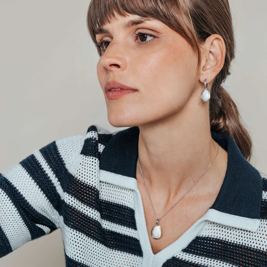 925 Pave Set Pebble Design Drop Earrings-The Diamond Setter