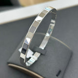 925 Silver 6mm flat square mirror pattern bangle-The Diamond Setter