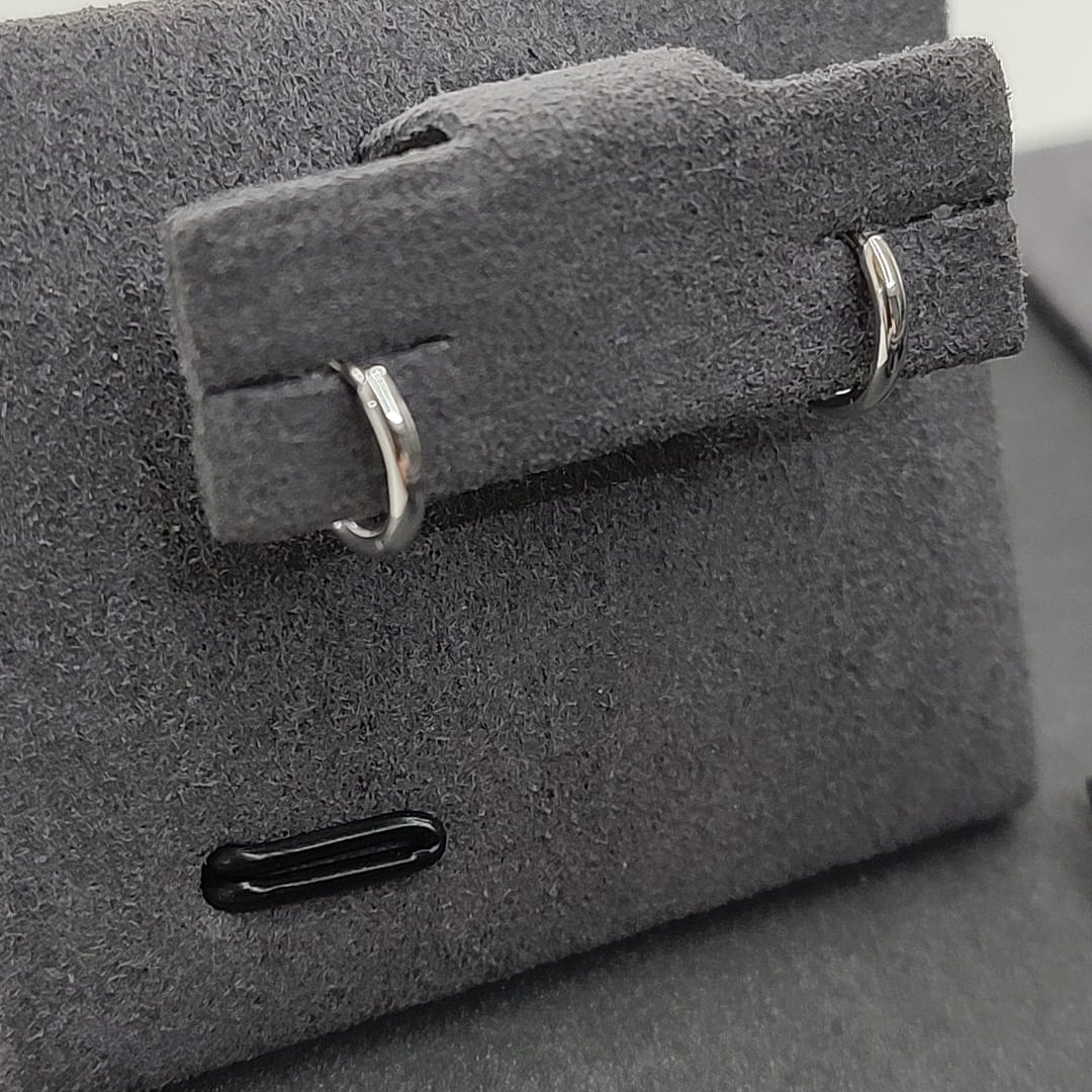 9ct White Gold Hidden Hinge Huggie Earrings-The Diamond Setter