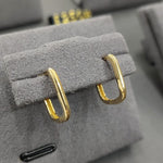 9ct Yellow Gold Rectangular Hidden Hinge Hoop Earrings-The Diamond Setter