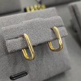 9ct Yellow Gold Rectangular Hidden Hinge Hoop Earrings-The Diamond Setter