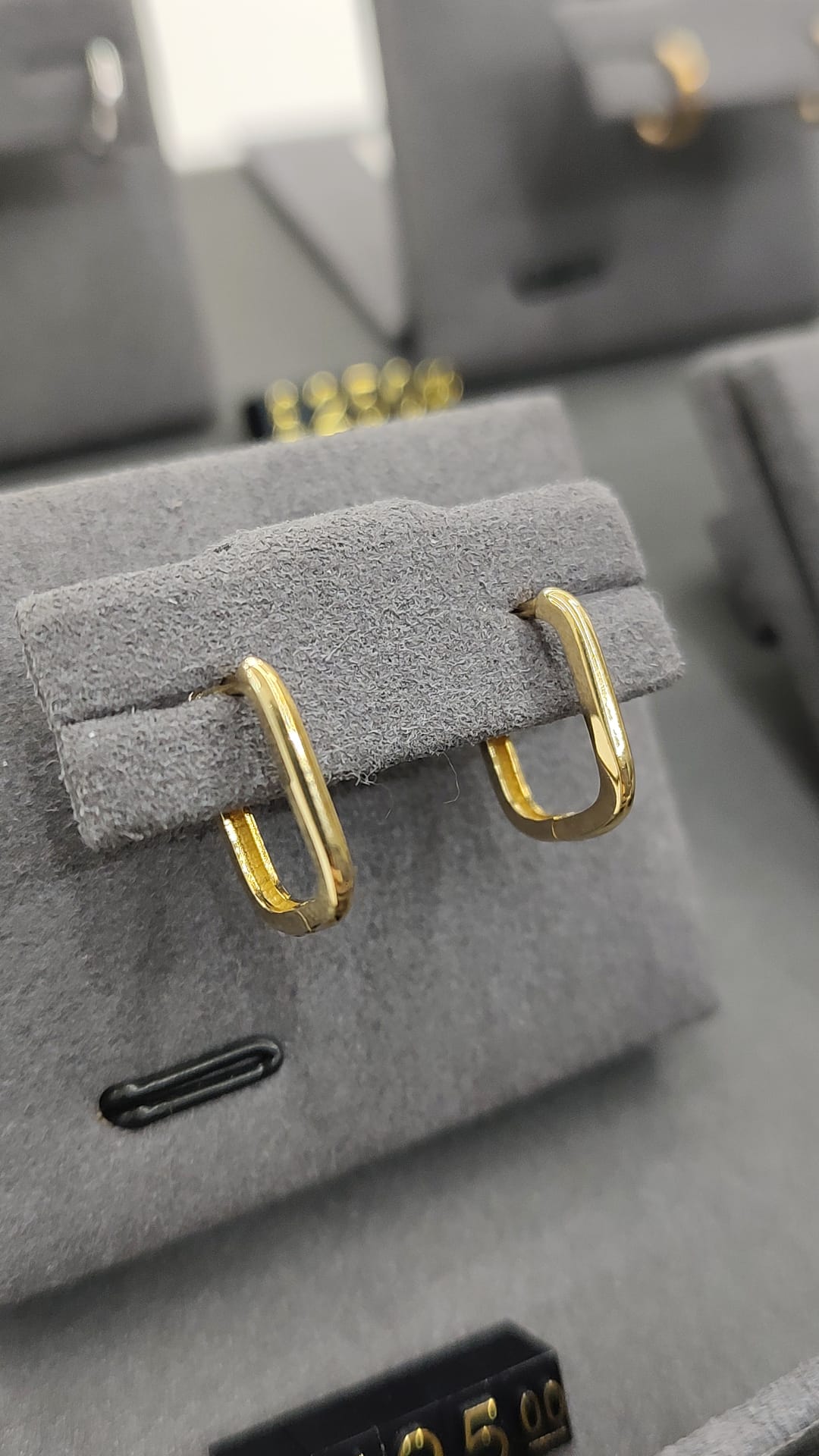 9ct Yellow Gold Rectangular Hidden Hinge Hoop Earrings-The Diamond Setter