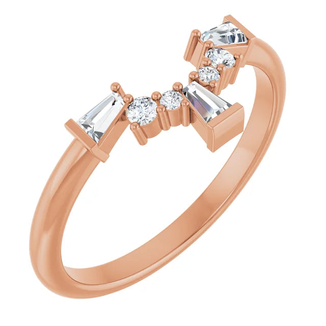 Adara - Round and Tapered Baguette Diamond Contoured Band-The Diamond Setter