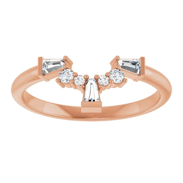 Adara - Round and Tapered Baguette Diamond Contoured Band-The Diamond Setter