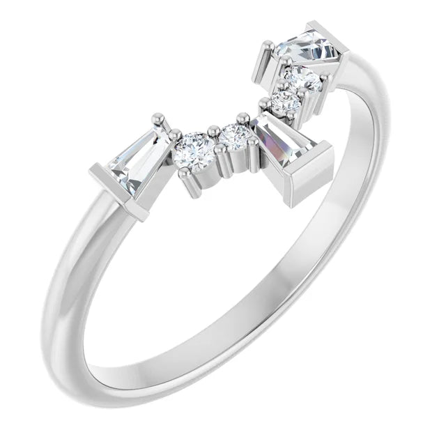 Adara - Round and Tapered Baguette Diamond Contoured Band-The Diamond Setter