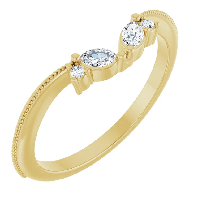 Alhena - Art Deco inspired Contoured Band-The Diamond Setter