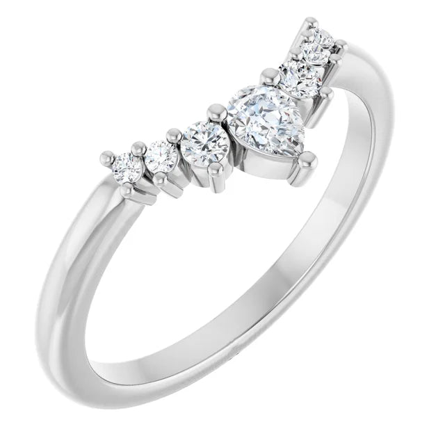 Alniyat - contoured band with pear and round diamonds-The Diamond Setter