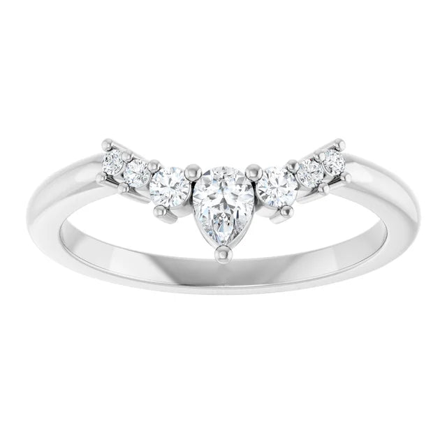 Alniyat - contoured band with pear and round diamonds-The Diamond Setter