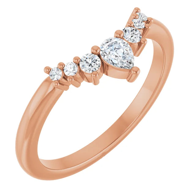 Alniyat - contoured band with pear and round diamonds-The Diamond Setter