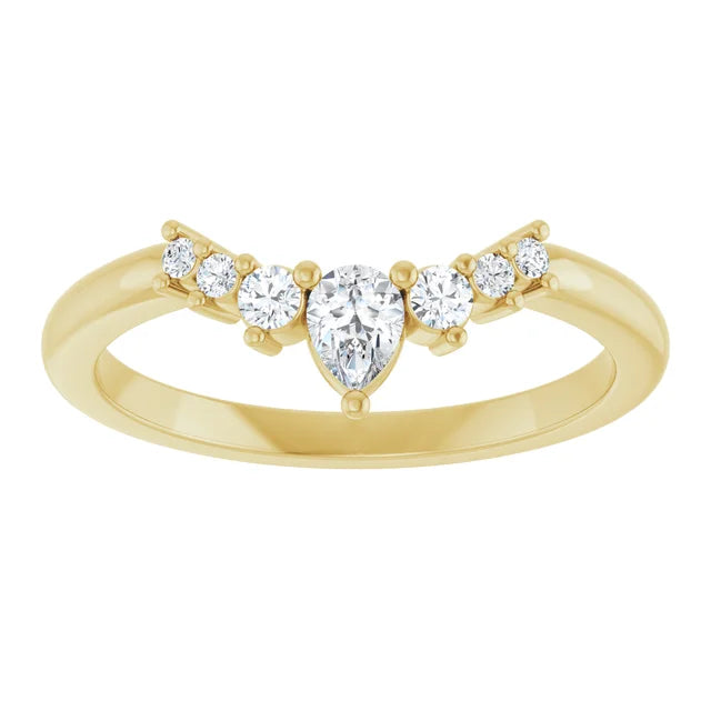 Alniyat - contoured band with pear and round diamonds-The Diamond Setter