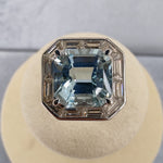 18ct White Gold Art Deco Aquamarine and Diamond Ring-The Diamond Setter