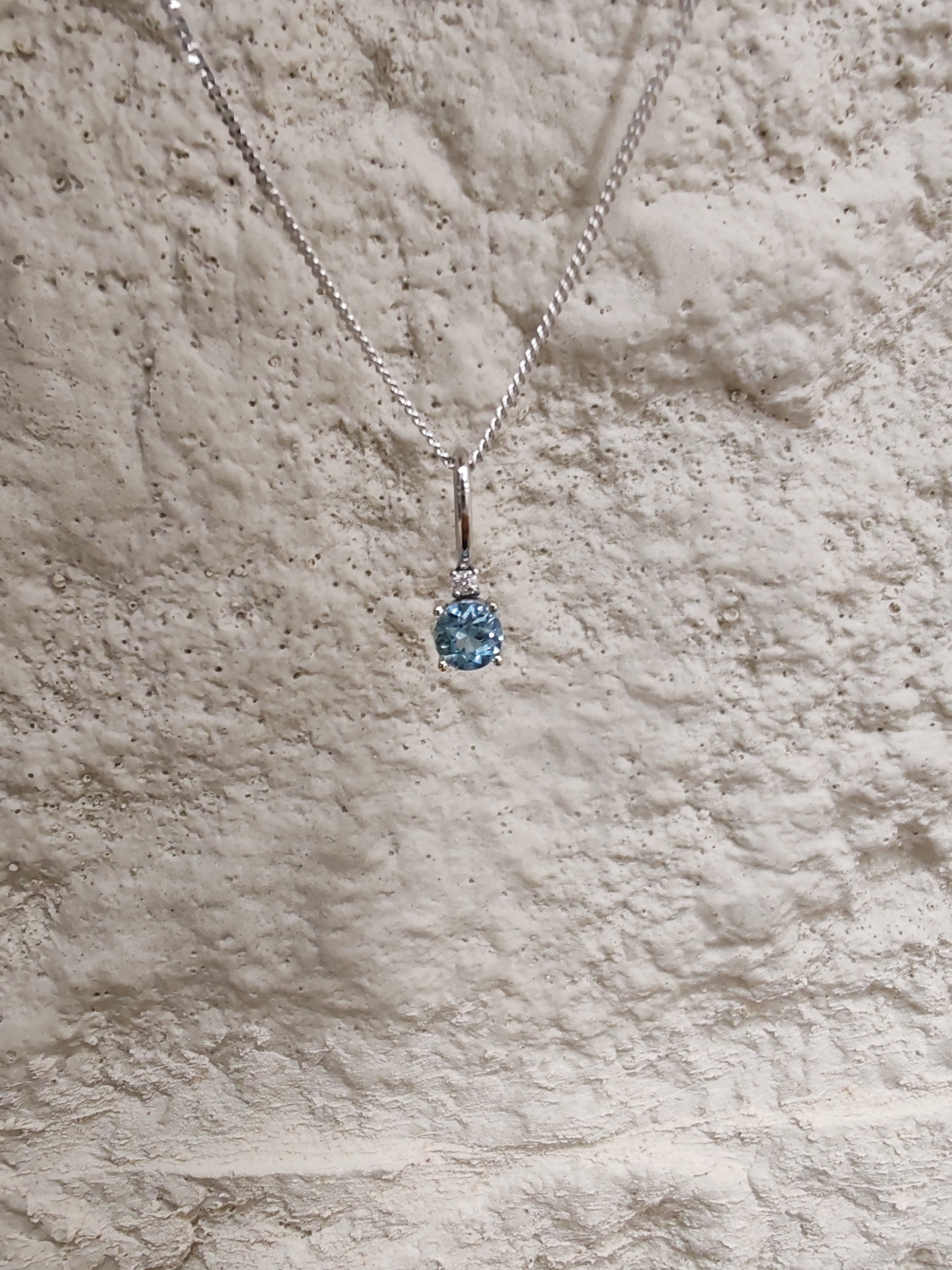 Dainty aquamarine and diamond pendant-The Diamond Setter
