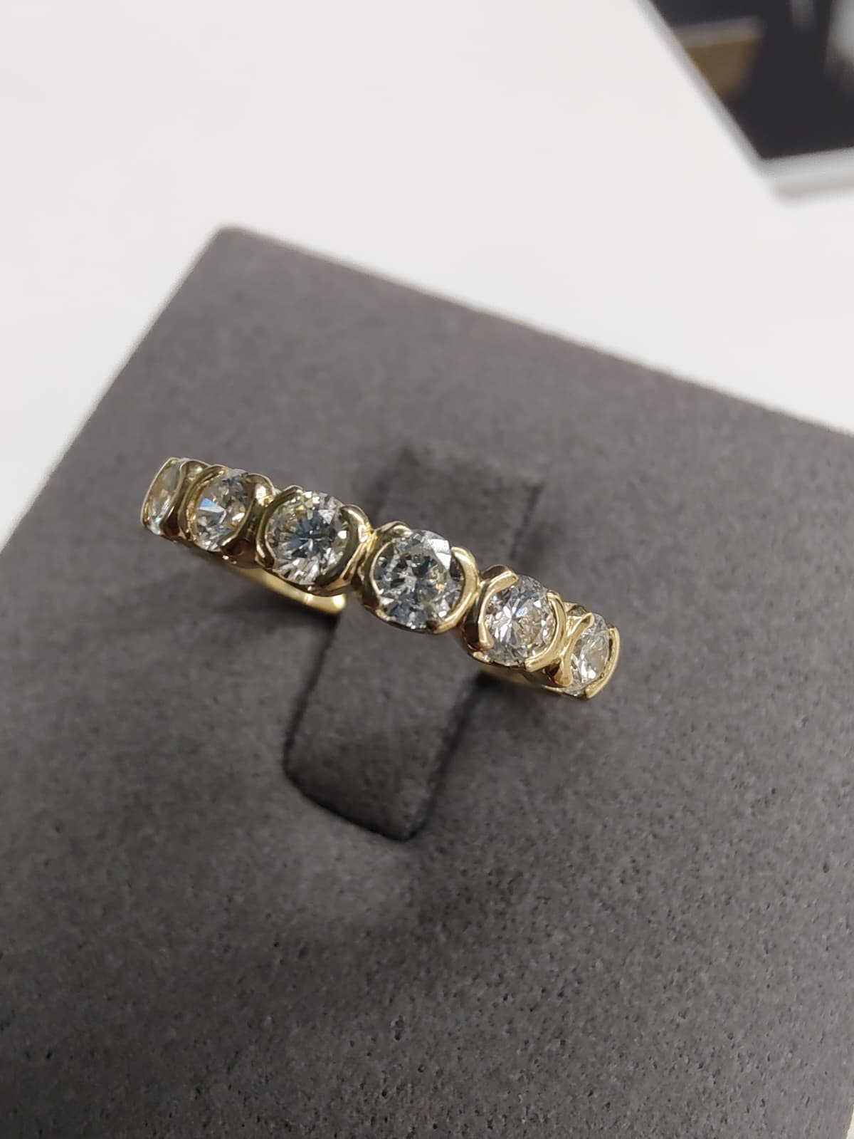 18ct Yellow Gold Open Bezel Half Eternity Ring-The Diamond Setter