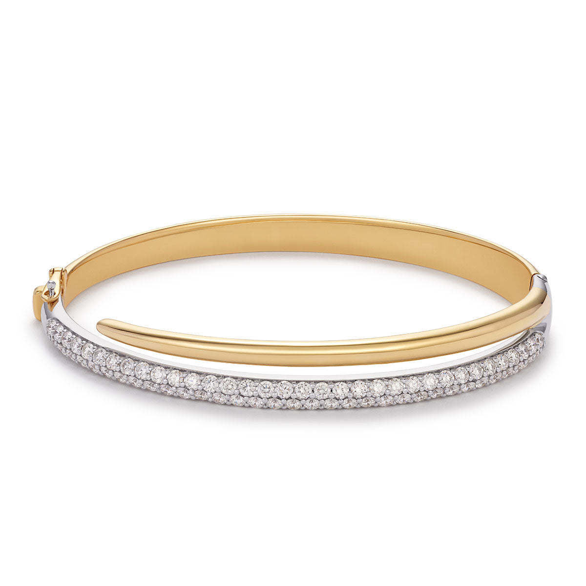 Two Toned Diamond Set Embrace Bangle-The Diamond Setter