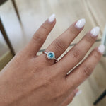 Blue Topaz cabochon ring with diamonds-The Diamond Setter