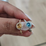 Blue Topaz cabochon ring with diamonds-The Diamond Setter