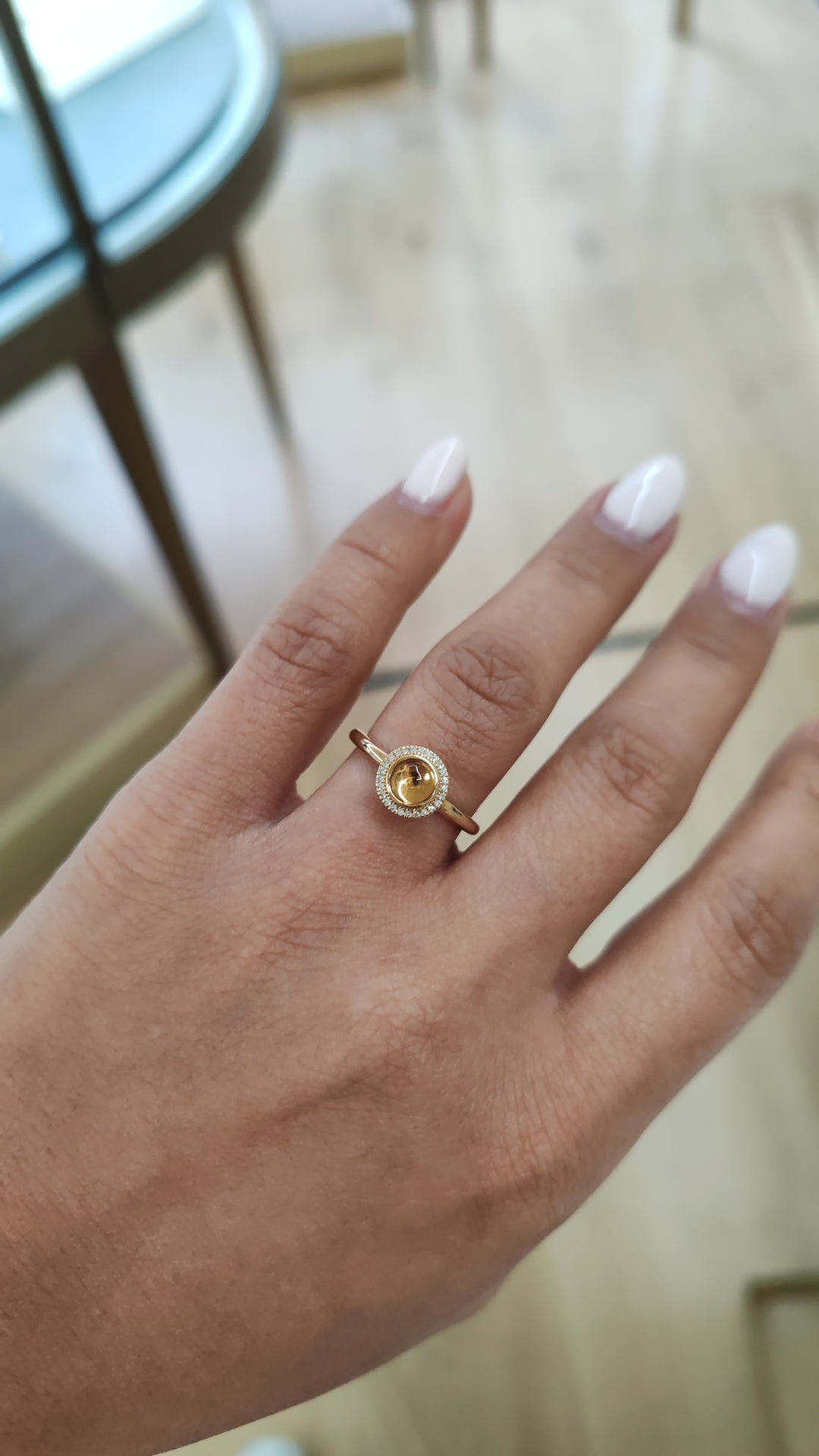 Citrine cabochon ring with diamonds-The Diamond Setter