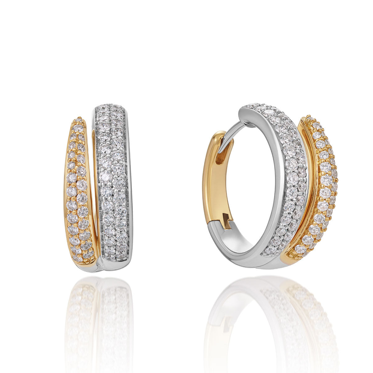 Two Toned Diamond Set Embrace Earrings-earrings-The Diamond Setter