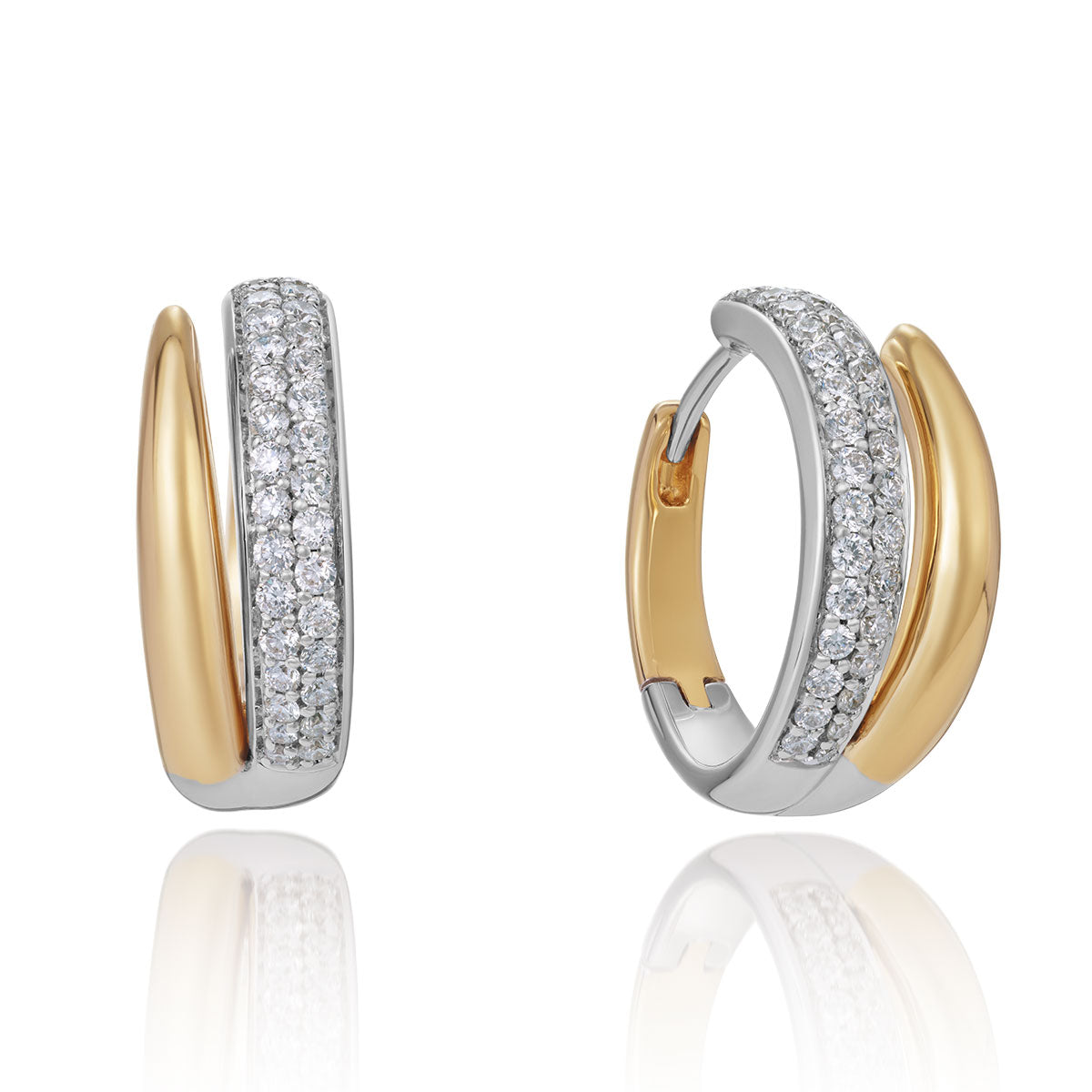 Two Toned Diamond Set Embrace Earrings-The Diamond Setter