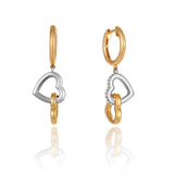 Two Toned Heart Drop Embrace Earrings-The Diamond Setter