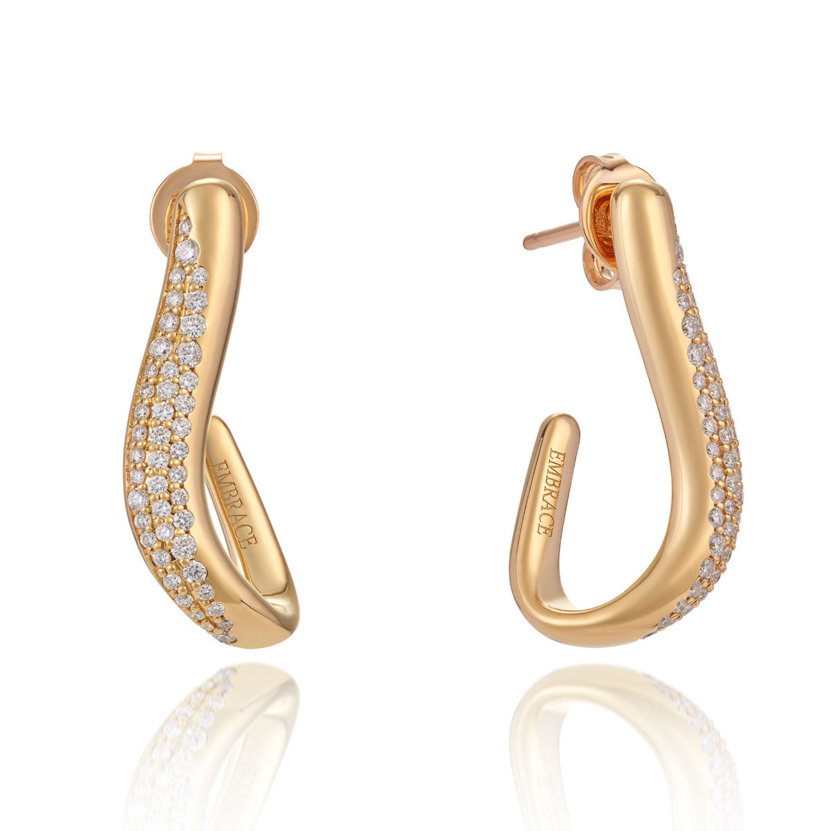 Diamond Curved Embrace Earrings-The Diamond Setter