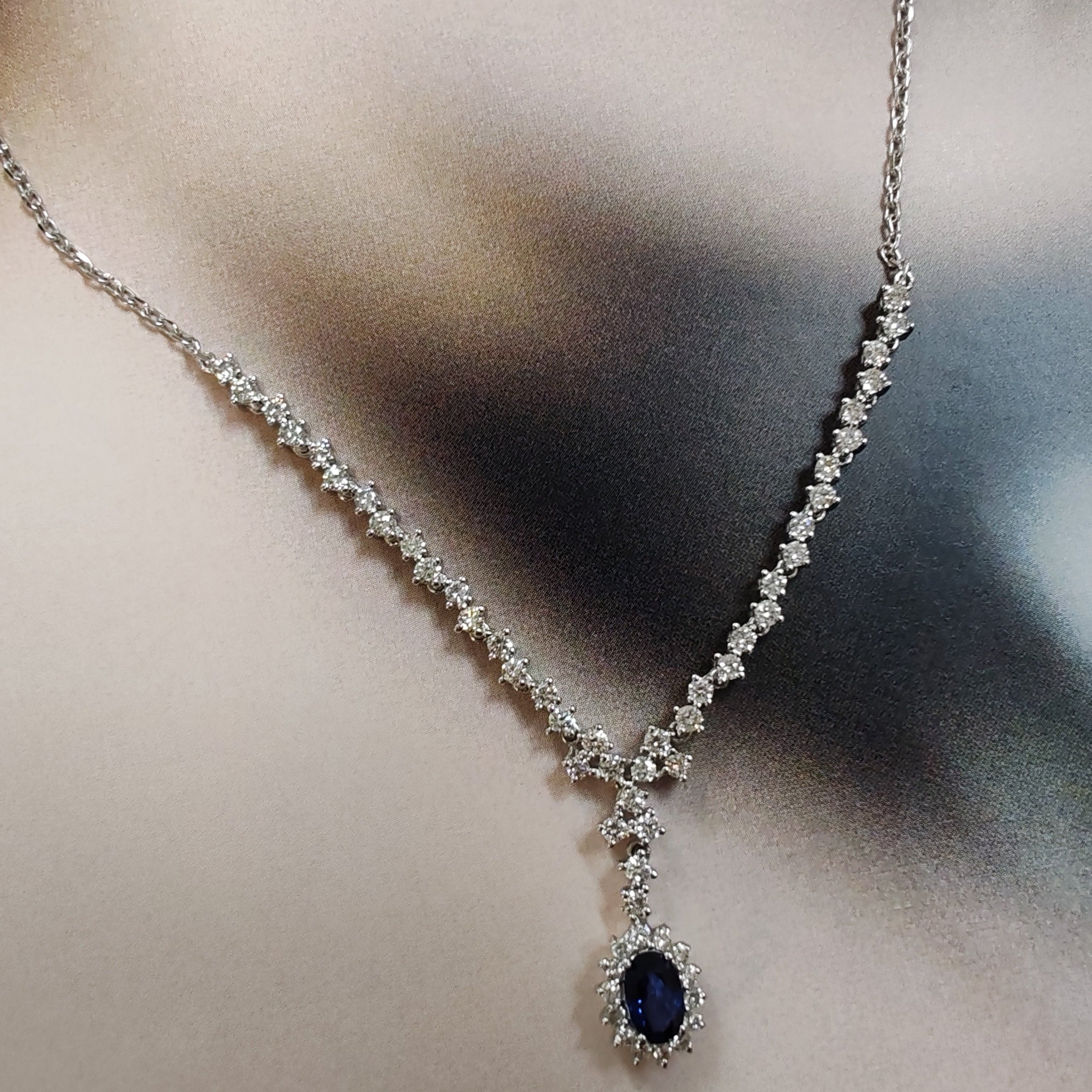 Elegant Diamond and Sapphire Necklace-The Diamond Setter