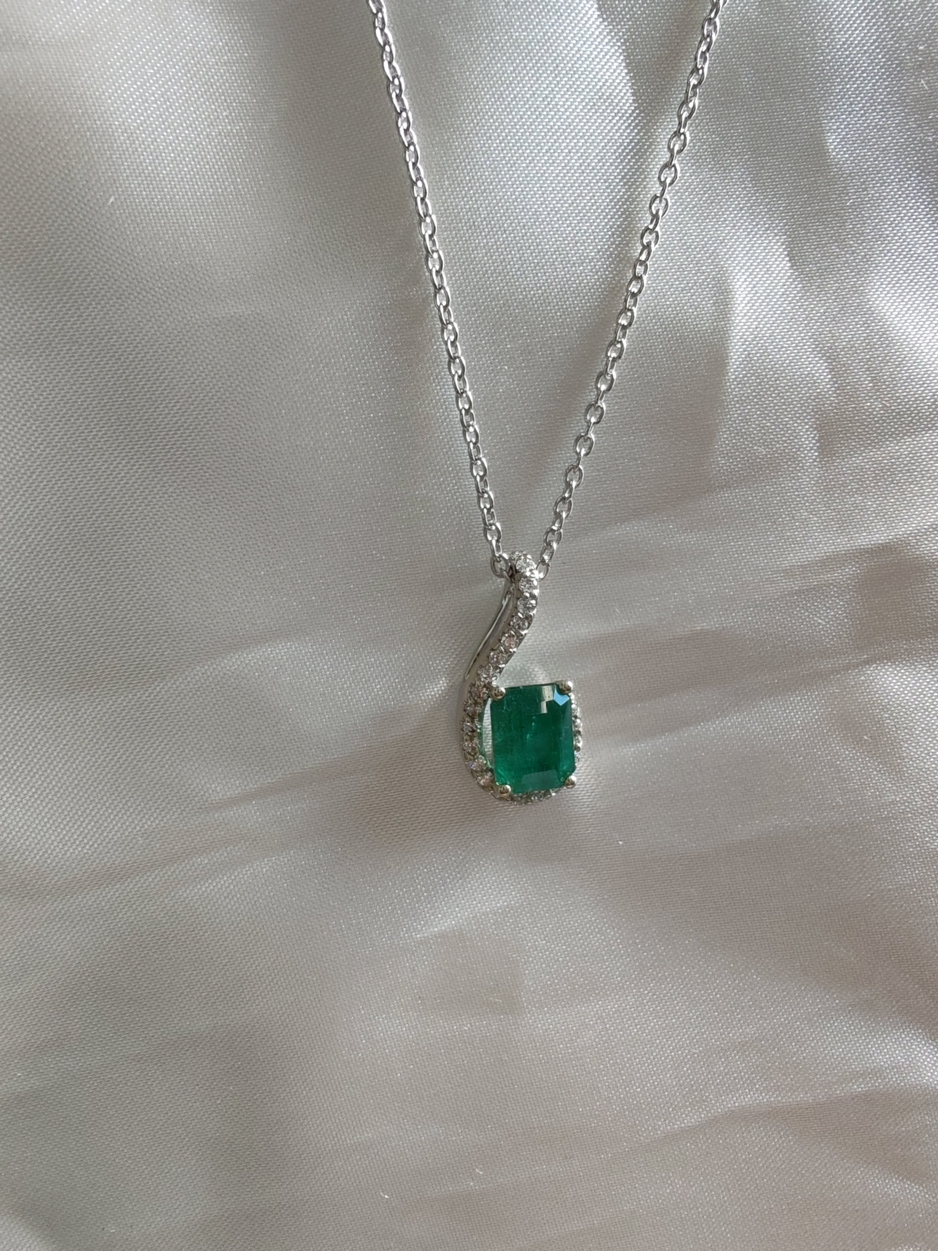 Emerald and diamonds in a beautiful white gold pendant-The Diamond Setter