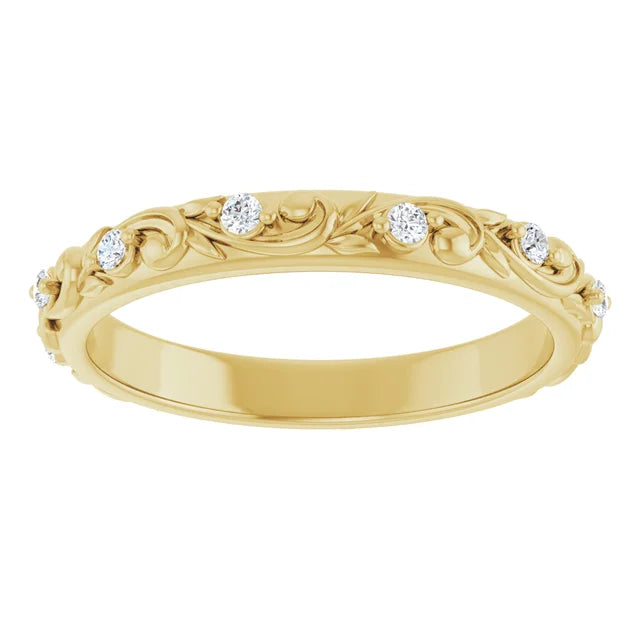 Floral inspired wedding band-The Diamond Setter