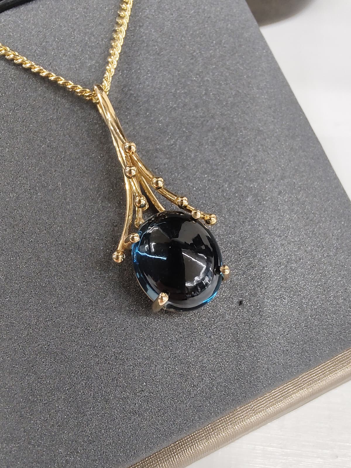 14ct Yellow Gold 10mm London Blue Topaz Raindrop Pendant-The Diamond Setter