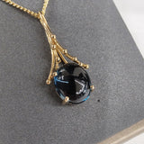 14ct Yellow Gold 10mm London Blue Topaz Raindrop Pendant-The Diamond Setter