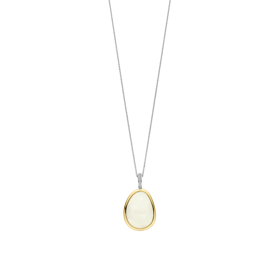 925 Mother of Pearl Pebble Design Pendant-The Diamond Setter