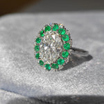 3.04ct Oval Diamond Emerald Halo Ring in Platinum-Ring-The Diamond Setter