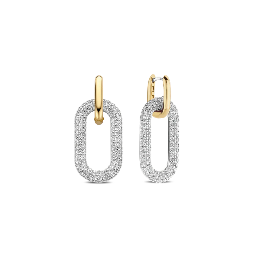 Pave set Linked Lovers Gold Plated Earrings-The Diamond Setter