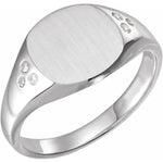 Ladies square signet ring with flush set diamonds-The Diamond Setter