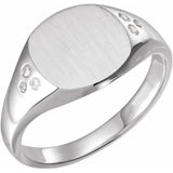 Ladies square signet ring with flush set diamonds-The Diamond Setter