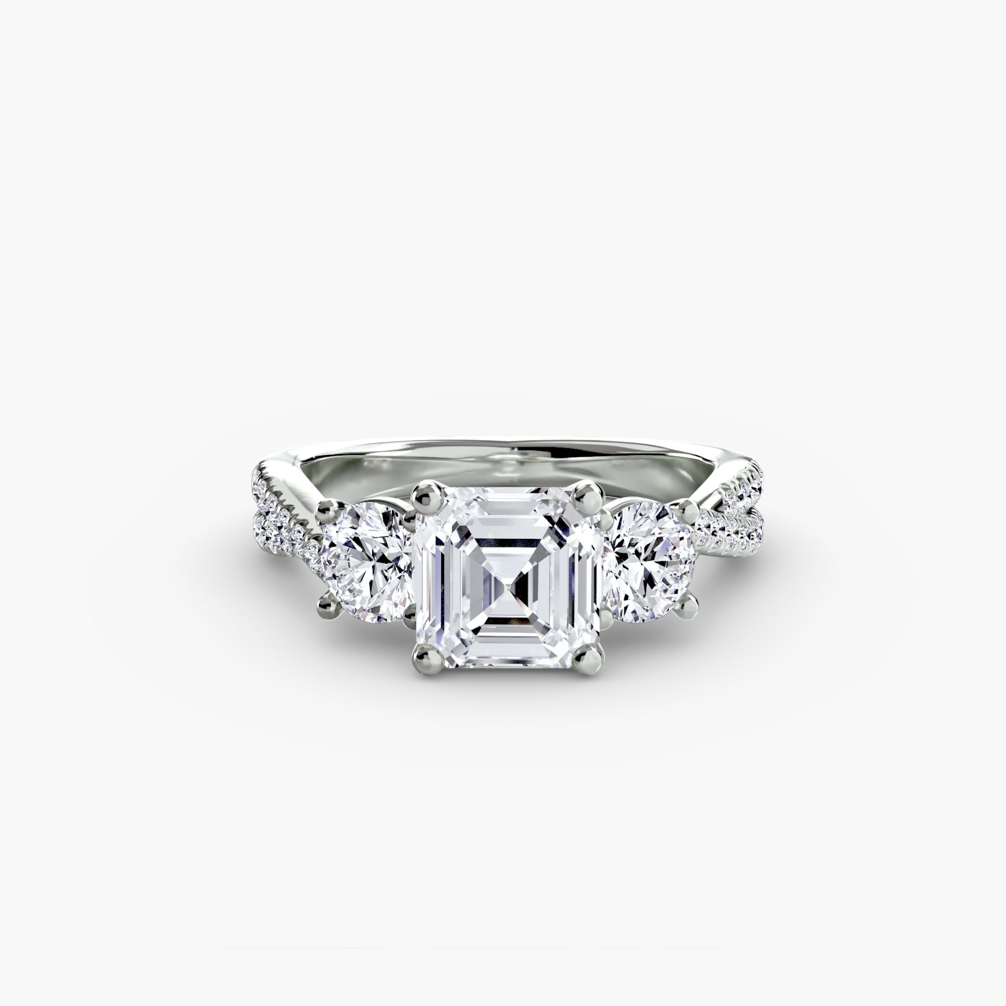 Three-Stone with Pavé Band 2-setting-The Diamond Setter