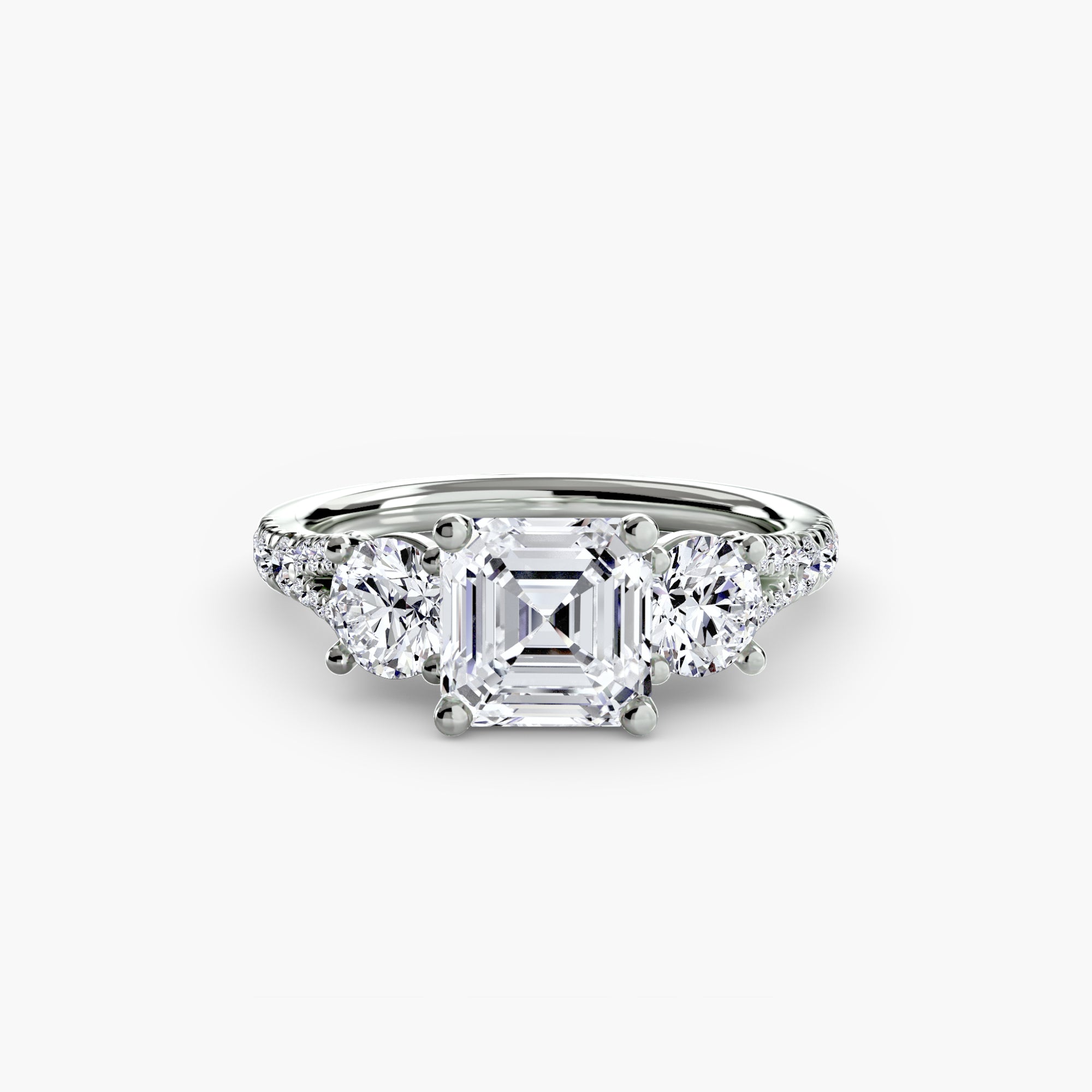 Three-Stone with Pavé Band 3-setting-The Diamond Setter