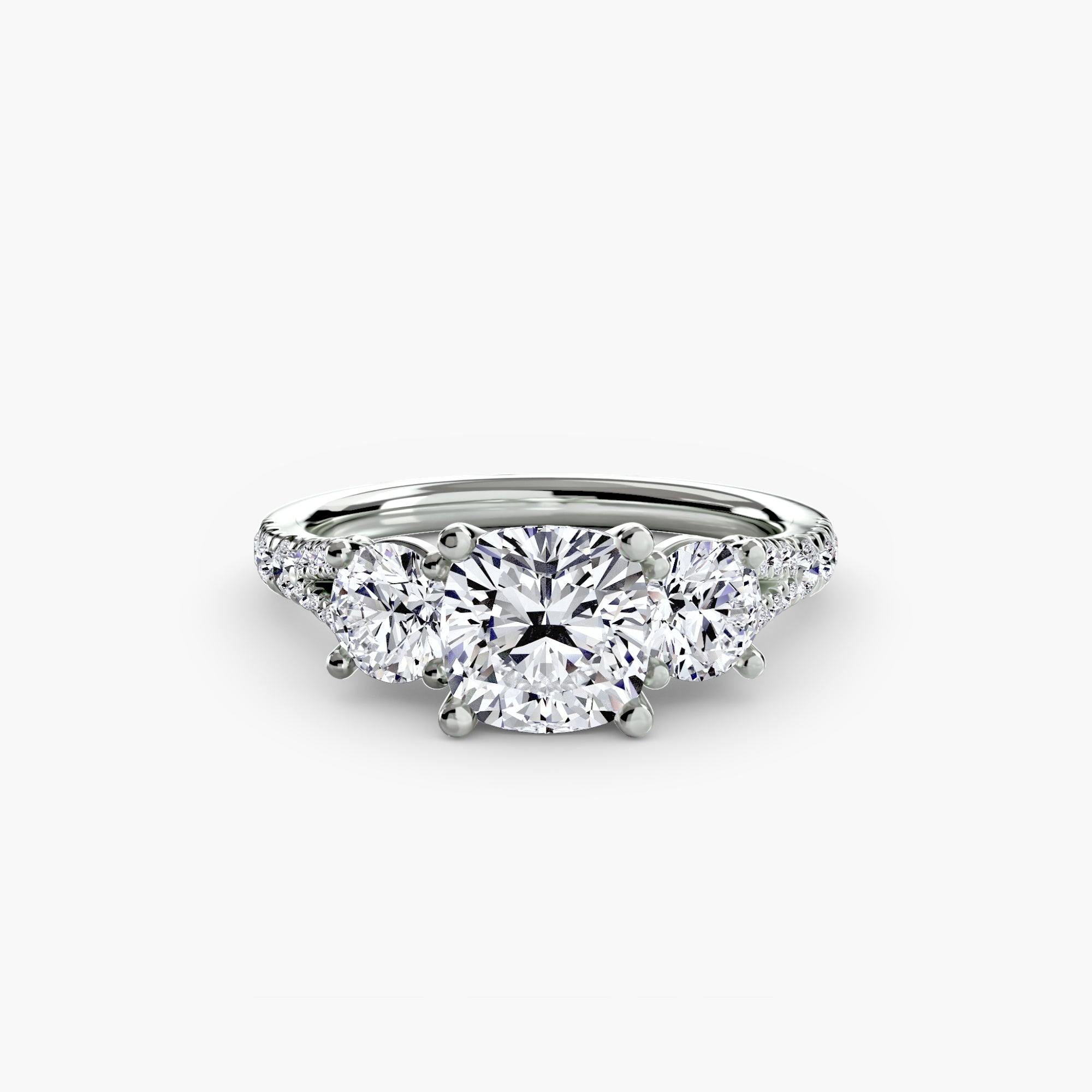 Three-Stone with Pavé Band 3-setting-The Diamond Setter