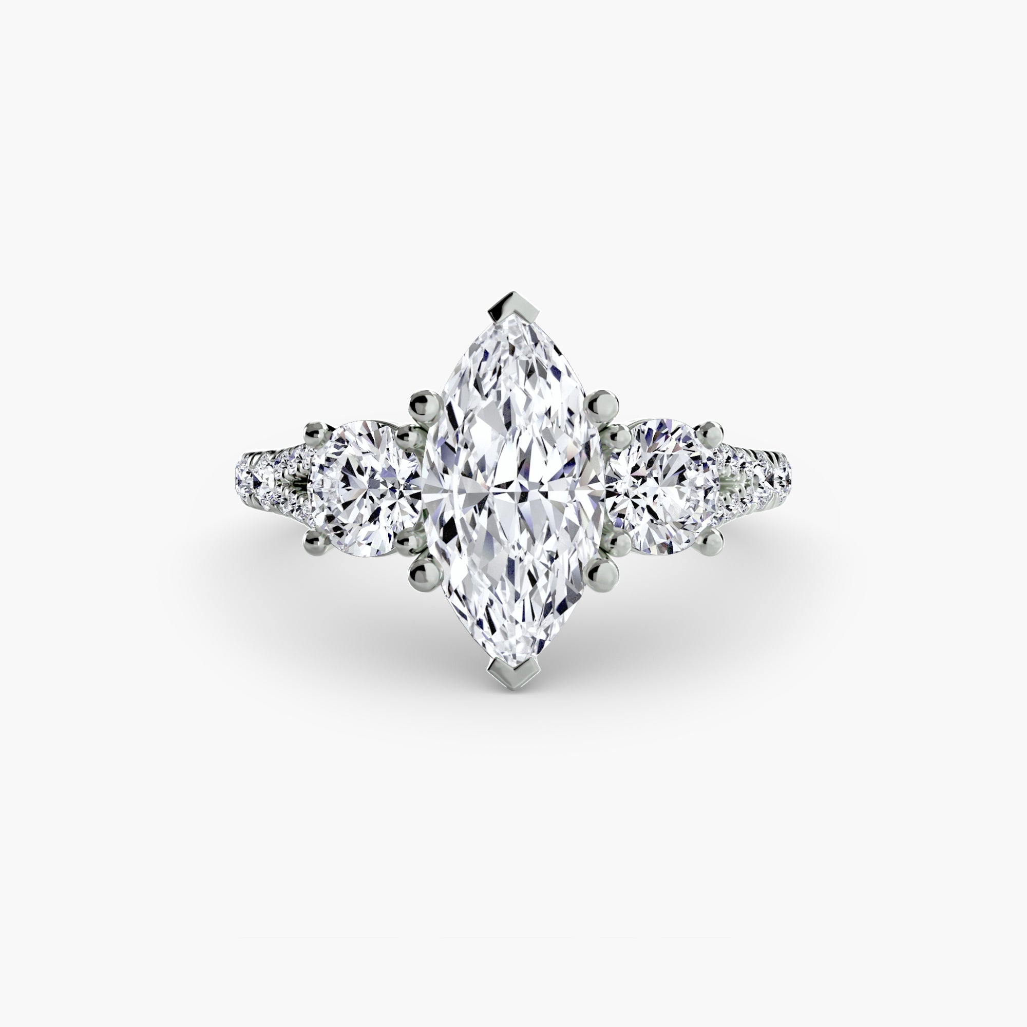 Three-Stone with Pavé Band 3-setting-The Diamond Setter